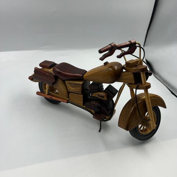 Vintage Handmade Exotic Hard Wood Decorative Motorcycle Bike Harley 14" - Picture 12 of 15